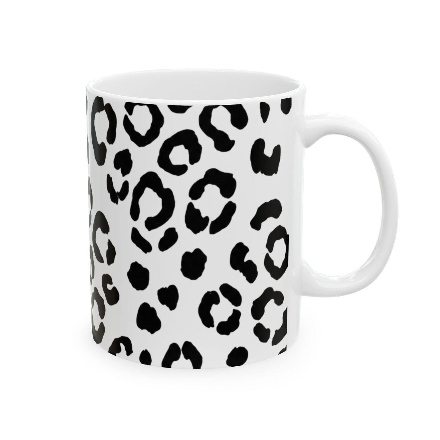 Black & White Leopard Print Ceramic Mug (11oz, 15oz)
