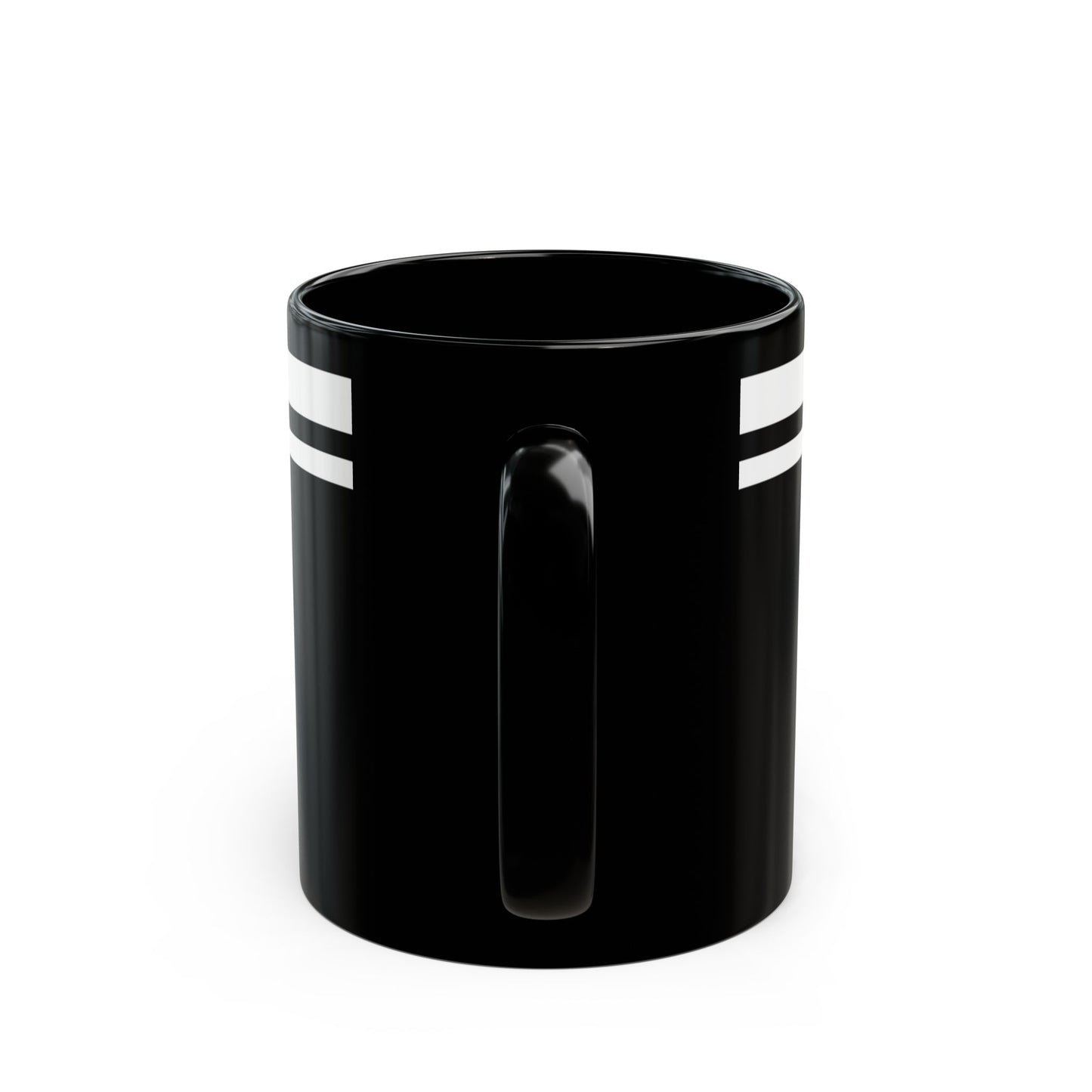 Black Ceramic Mug with Double White Stripes — 11oz & 15oz