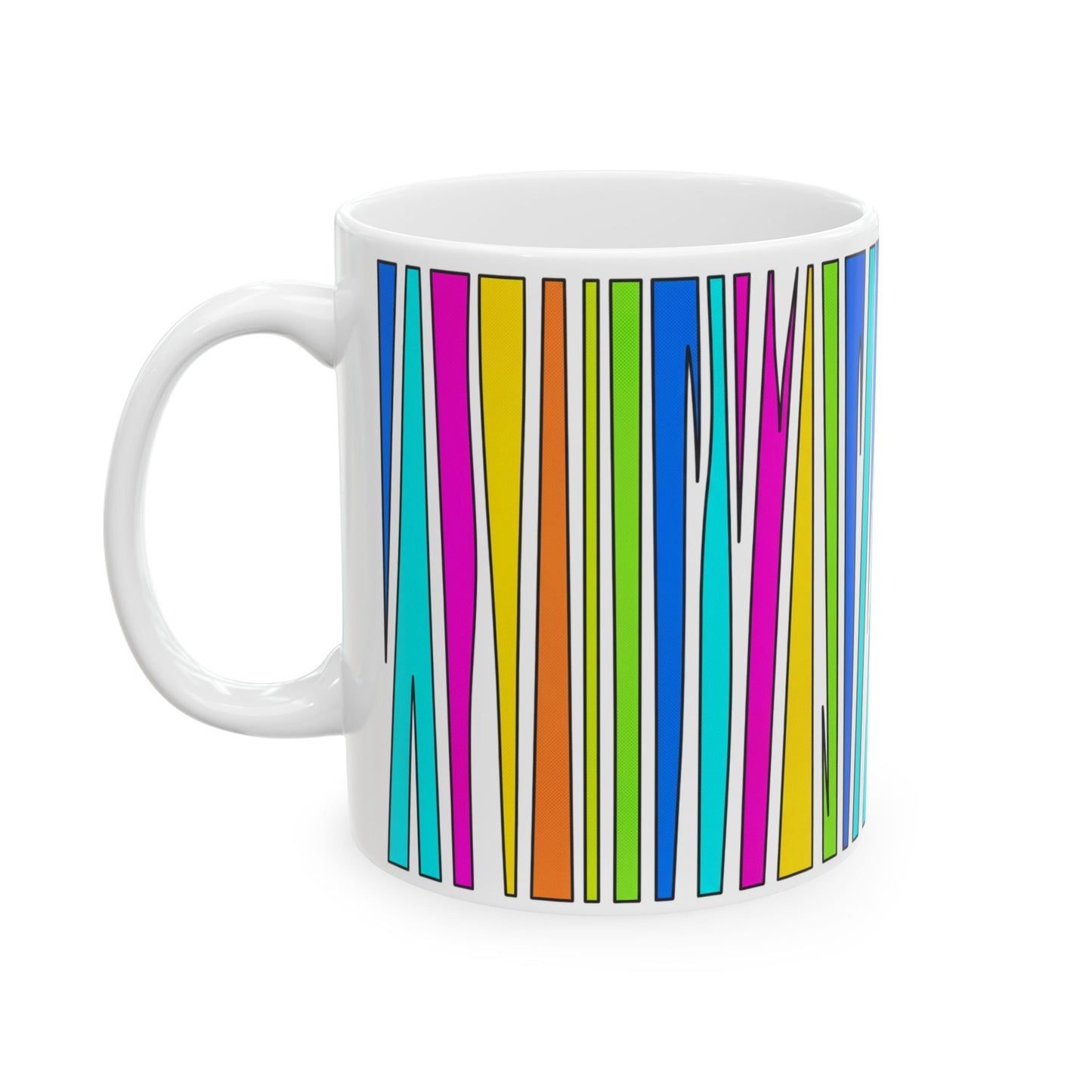 Colorful Stripe Ceramic Mug — Vibrant Geometric Coffee Cup (11oz, 15oz)