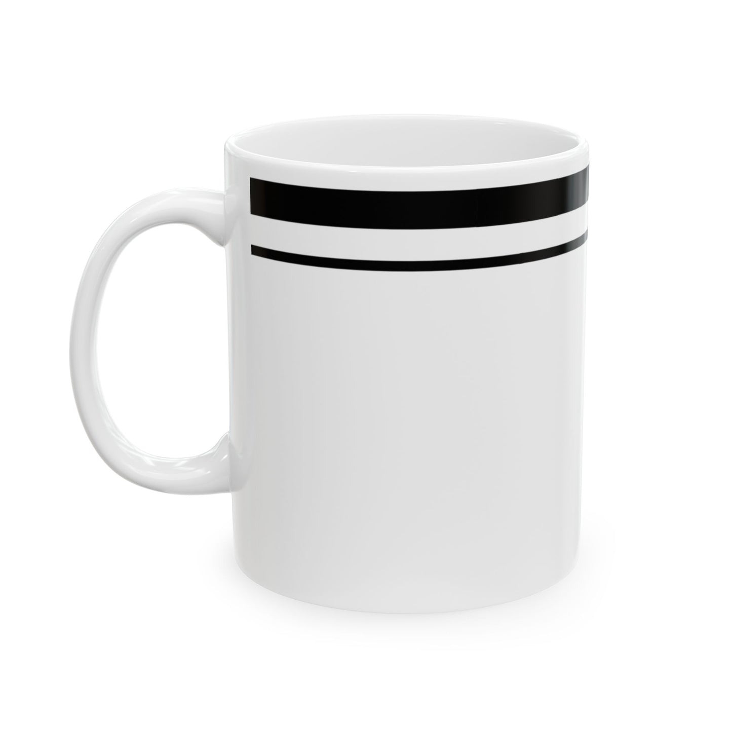 Striped Ceramic Mug (11oz, 15oz) — Minimal Black Double-Stripe Coffee Cup