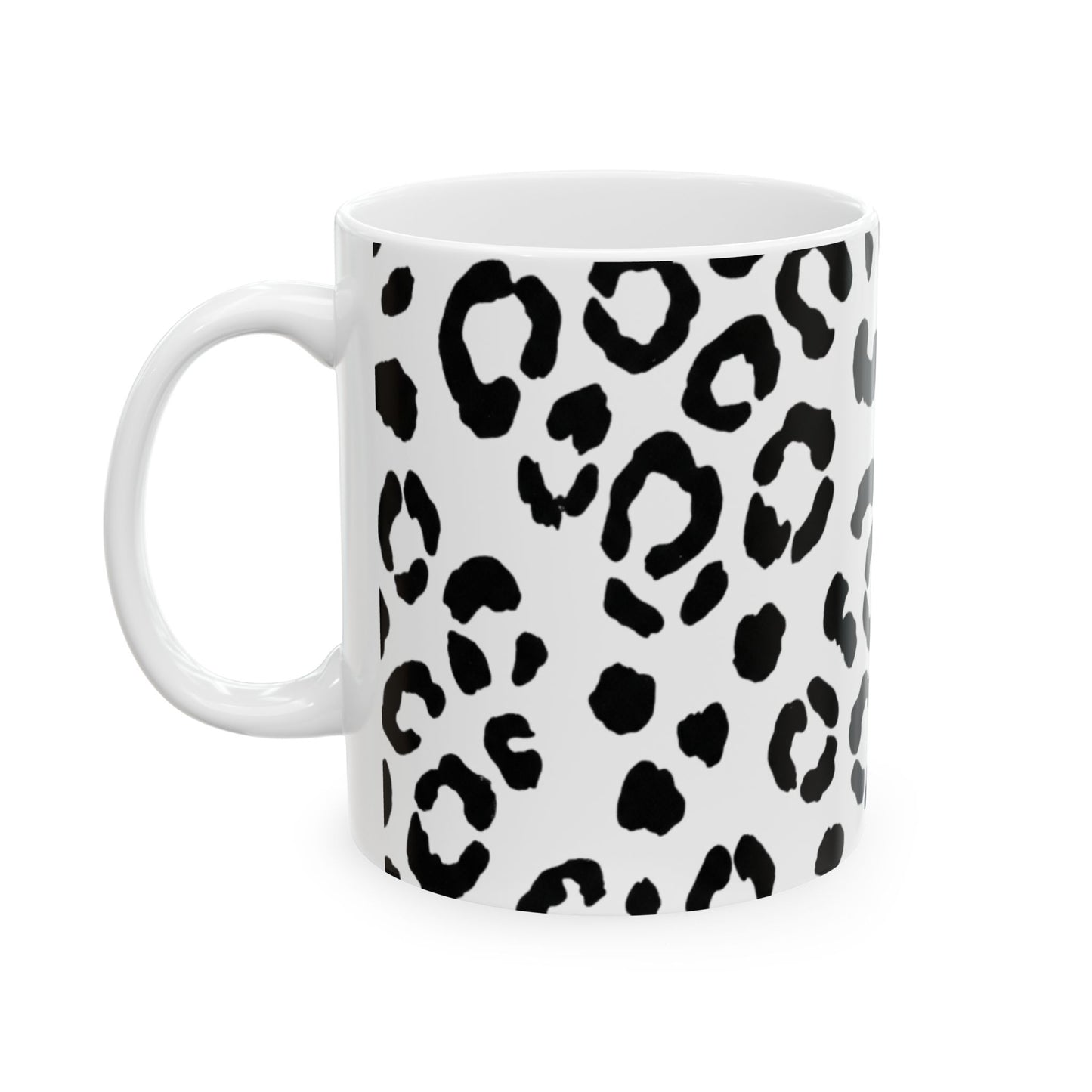 Black & White Leopard Print Ceramic Mug (11oz, 15oz)