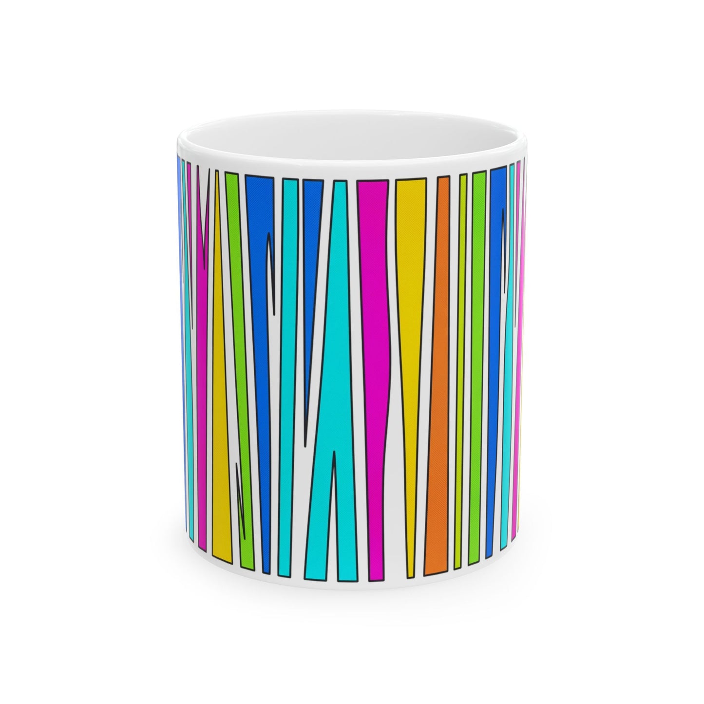 Colorful Stripe Ceramic Mug — Vibrant Geometric Coffee Cup (11oz, 15oz)