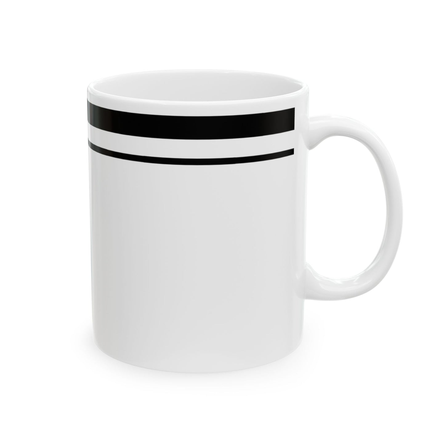 Striped Ceramic Mug (11oz, 15oz) — Minimal Black Double-Stripe Coffee Cup
