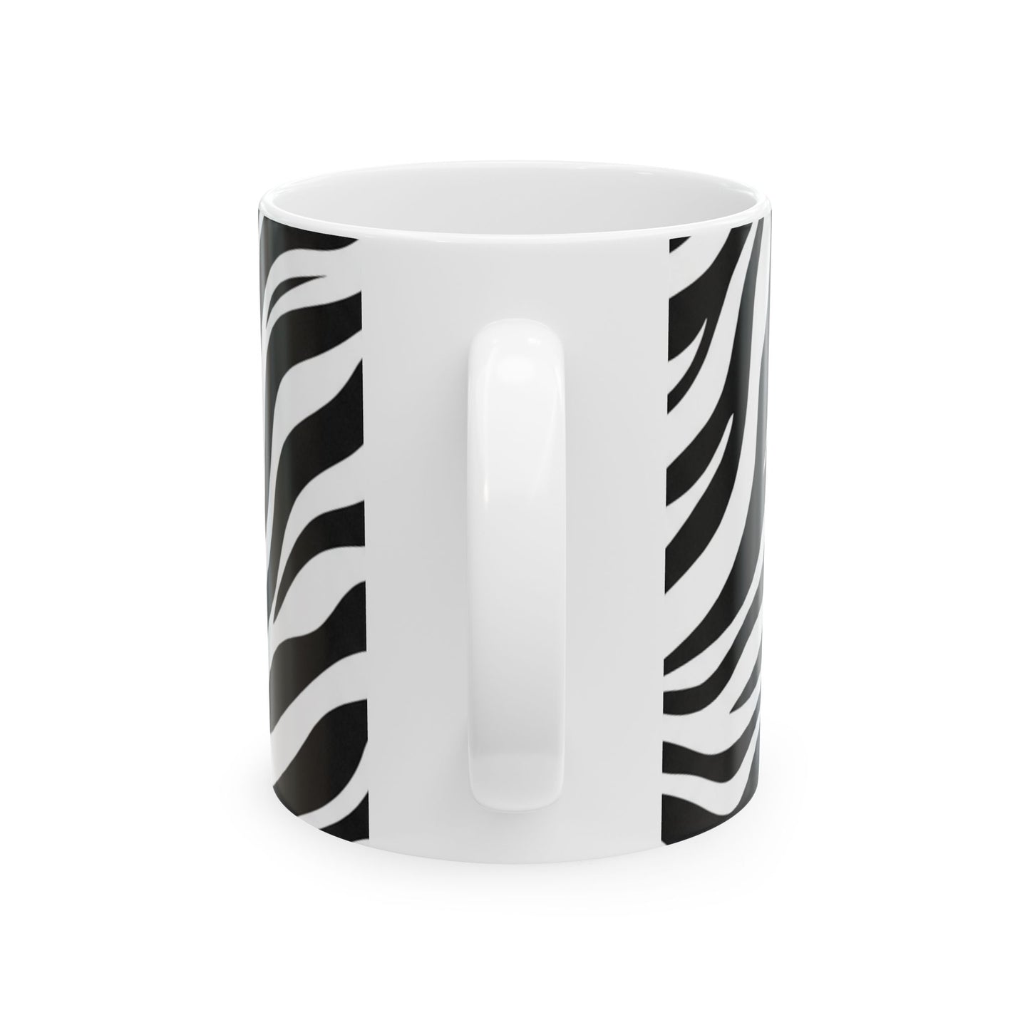 Zebra Print Ceramic Mug – Black & White Animal Pattern Coffee Cup (11oz, 15oz)