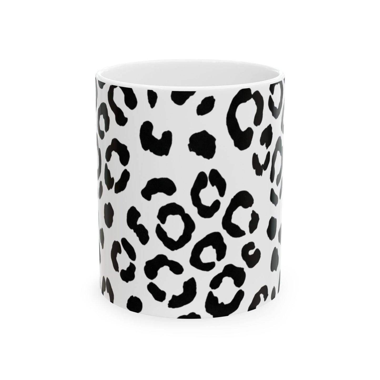 Black & White Leopard Print Ceramic Mug (11oz, 15oz)