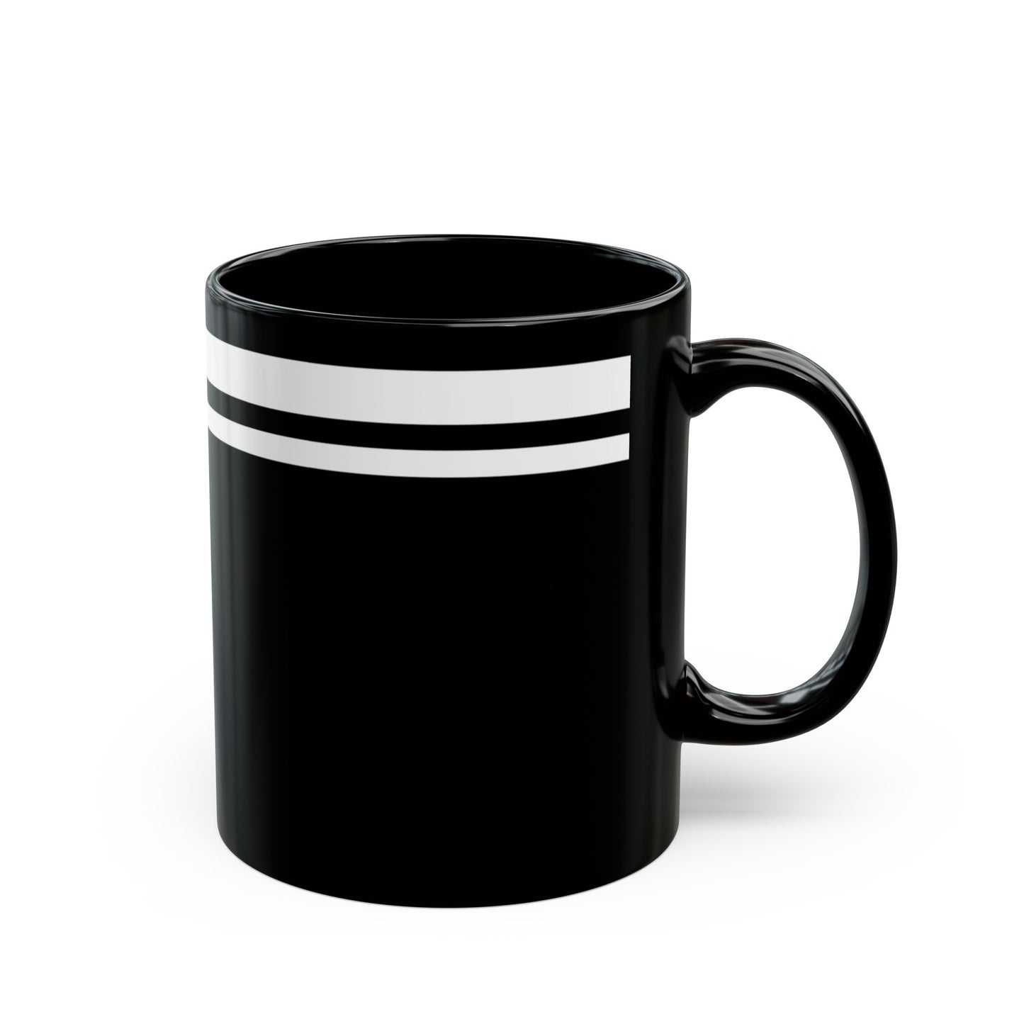Black Ceramic Mug with Double White Stripes — 11oz & 15oz