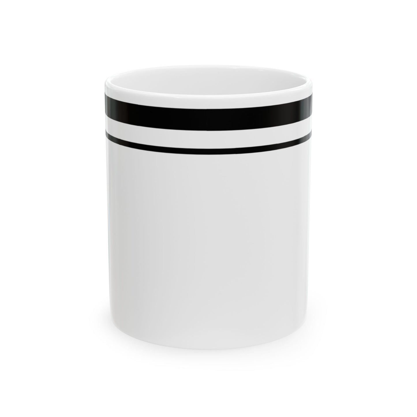 Striped Ceramic Mug (11oz, 15oz) — Minimal Black Double-Stripe Coffee Cup